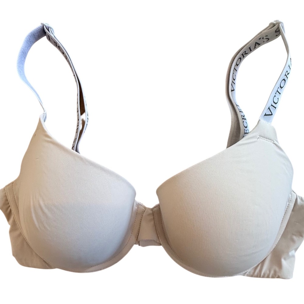 Victoria's Secret‎ Push Up Nude Logo Strap T-Shirt Bra Underwire 34D 11207174